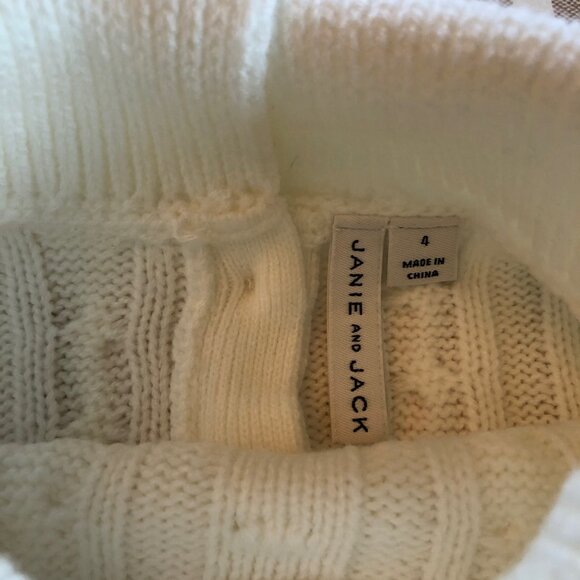 Janie And Jack Sweater Poncho Girls 4 White Cable Knit Pullover Shawl - Picture 4 of 6